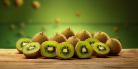Exploring the health benefits of fresh kiwi fruit copy space background, generative AI