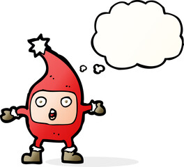 cartoon funny christmas creature with thought bubble