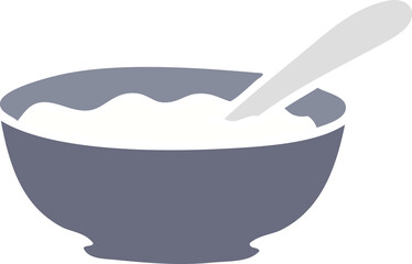 hand drawn quirky cartoon bowl of porridge