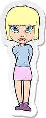 sticker of a cartoon woman standing