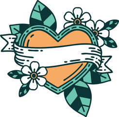 iconic tattoo style image of a heart and banner