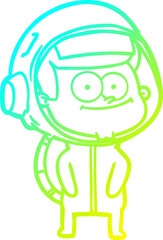 Fototapeta premium cold gradient line drawing of a happy astronaut cartoon