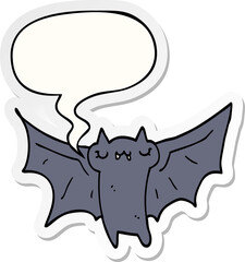 cute cartoon halloween bat with speech bubble sticker