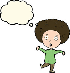 cartoon startled person with thought bubble