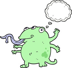 freehand drawn thought bubble cartoon alien