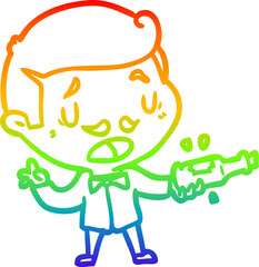 rainbow gradient line drawing of a wine expert explaining