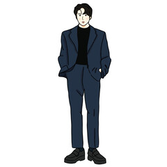 Obraz na płótnie Canvas man in suit, jung jaehyun, nct member, illustrtion, for profile picture, presentation, product, free 
