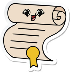 sticker of a cute cartoon contract