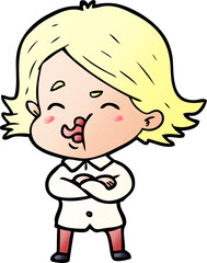 cartoon girl pulling face