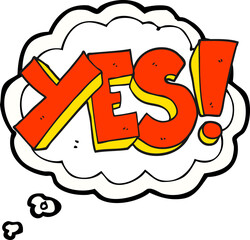 freehand drawn thought bubble cartoon yes symbol