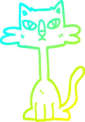 cold gradient line drawing of a cartoon funny cat