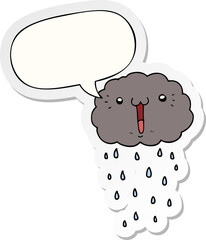 cartoon cloud with speech bubble sticker