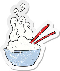 retro distressed sticker of a cartoon bowl of rice
