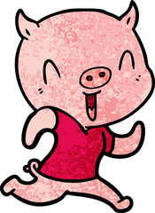 happy cartoon pig