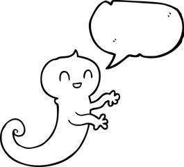 freehand drawn speech bubble cartoon ghost