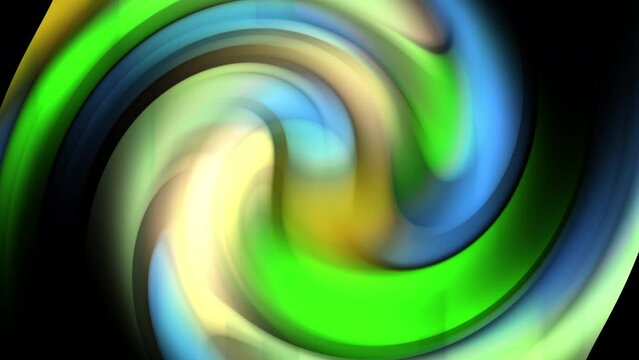 Abstract bright colorful glowing swirl animation in vortex 4k video, summer  yellow pink green blue liquid vibe, Twisted circle optical illusion moving around in spiral. Animation waving surface	
