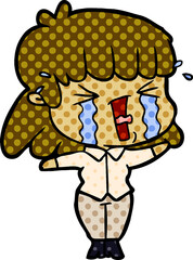 cartoon woman in tears