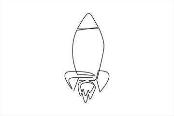 continuous line drawing of space rocket illustration