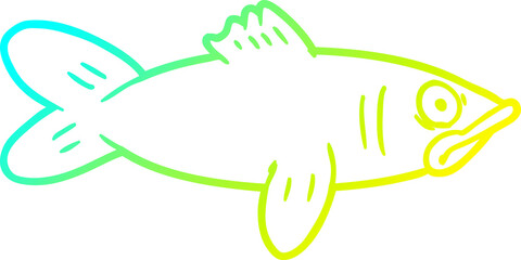 cold gradient line drawing of a cartoon fish