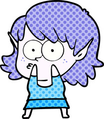 cartoon elf girl staring