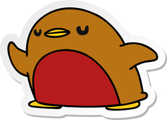 freehand drawn sticker cartoon cute kawaii red robin