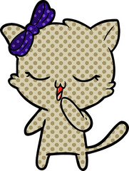 cartoon cat with bow on head