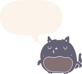 cartoon cat with speech bubble in retro style