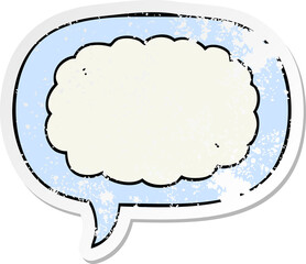 cartoon cloud with speech bubble distressed distressed old sticker