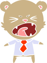 angry flat color style cartoon bear