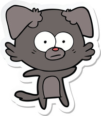 sticker of a nervous dog cartoon