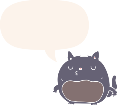 cartoon cat with speech bubble in retro style