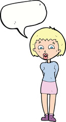 cartoon surprised woman with speech bubble