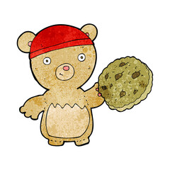 cartoon teddy bear with cookie