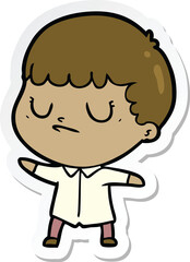 Obraz premium sticker of a cartoon grumpy boy