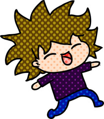 freehand drawn cartoon of cute kawaii girl