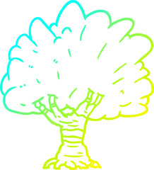 cold gradient line drawing of a Cartoon tree