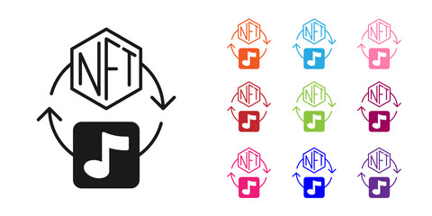 Black NFT Digital crypto art icon isolated on white background. Non fungible token. Set icons colorful. Vector