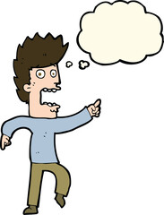 Fototapeta premium cartoon terrified man with thought bubble