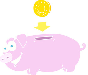 flat color illustration of piggy bank