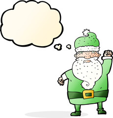 cartoon angry santa claus with thought bubble