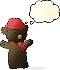 cartoon cute black bear with thought bubble