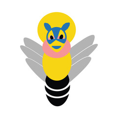 cute bee cartoon icon vector isolated on white background for your web and mobile app design, cute bee logo concept