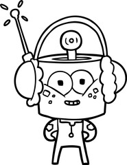 happy cartoon robot wearing headphones