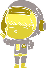 flat color style cartoon curious astronaut