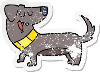 distressed sticker of a cartoon dog