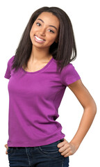 Fototapeta premium Friendly Young Woman with Hands on Hips - Isolated