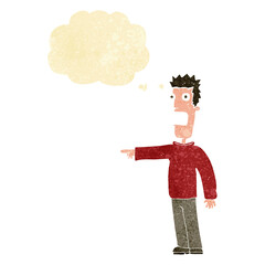 cartoon terrified man with thought bubble