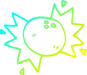 cold gradient line drawing of a cartoon striking bowling ball