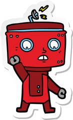 sticker of a cartoon robot waving