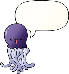 cartoon jellyfish with speech bubble in smooth gradient style